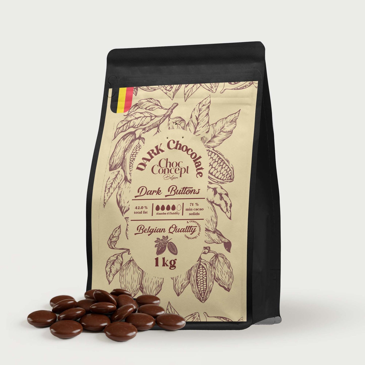 Choco Concept - Dark Buttons 71% - Belgian Quality -1 kg