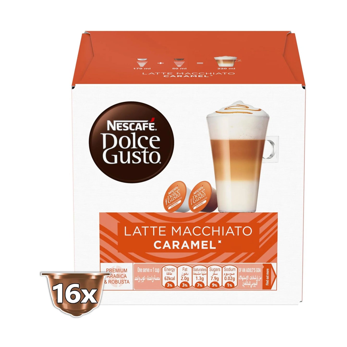 Nescafe Caramel Latte Macchiato Dolce Gusto Coffee Capsules - 16 Capsules