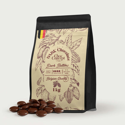 Choco Concept - Dark Buttons 71% - Belgian Quality -1 kg