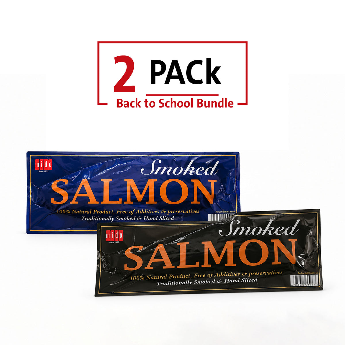 2X Smoked Salmon Pre-Sliced skin off  1 kg & skin on 1 kg